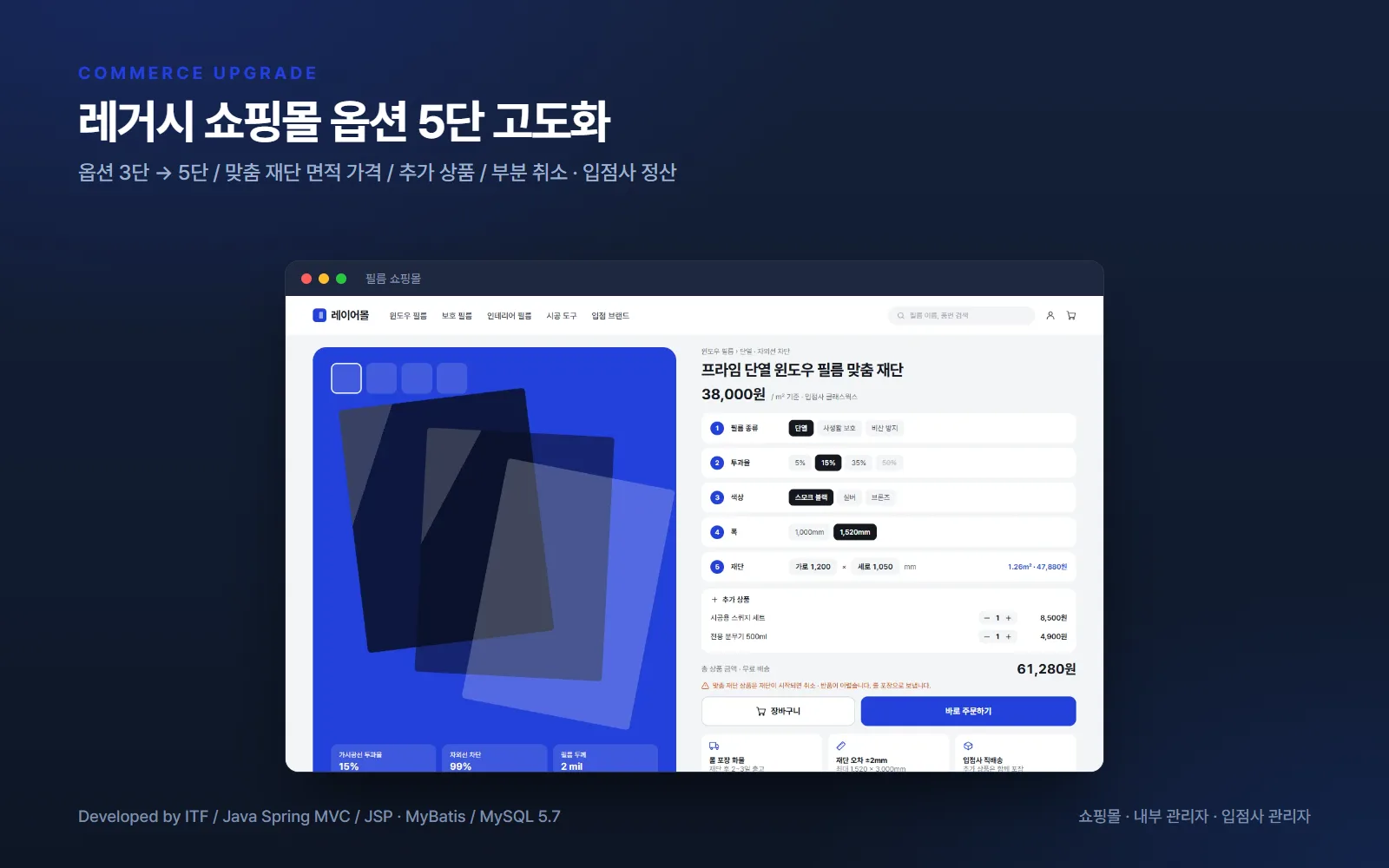 레거시 쇼핑몰 옵션 5단 고도화 — 웹 개발 사례